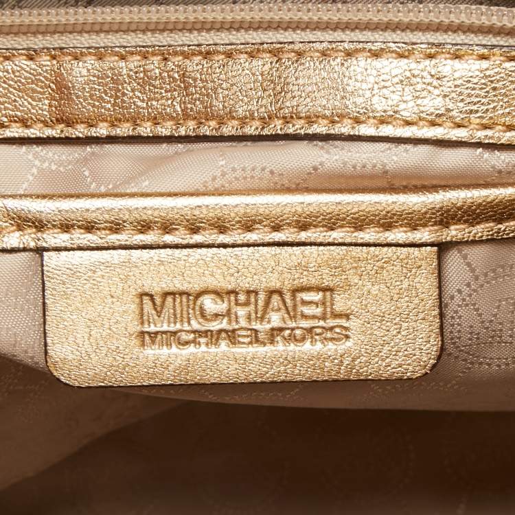 Pre Owned MICHAEL Michael Kors Gold Leather Large Selma Satchel