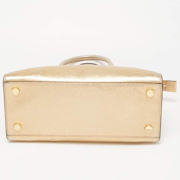 Pre Owned MICHAEL Michael Kors Gold Leather Large Selma Satchel