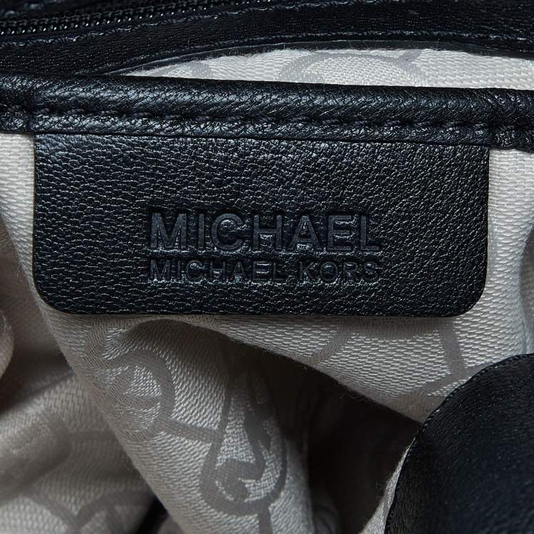 Pre Owned MICHAEL Michael Kors Black Leather Large Hamilton North South Tote