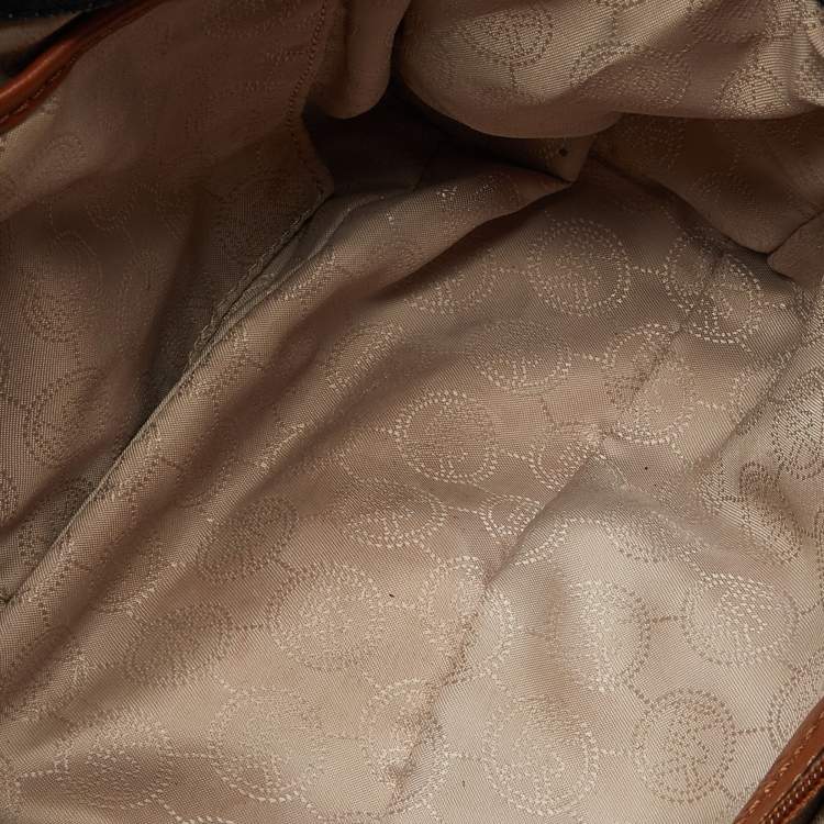 مملوكة مسبقًا MICHAEL Michael Kors Blue/Tan Whipped Stitched Denim and Leather Hamilton Tote