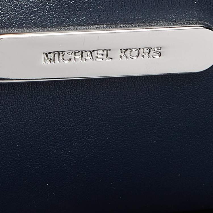 Pre Owned Michael Kors Blue Leather and Snakeskin Embossed Mercer Studio Tote