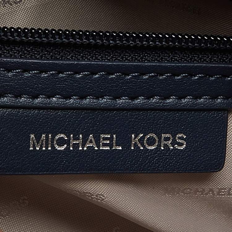 Pre Owned Michael Kors Blue Leather and Snakeskin Embossed Mercer Studio Tote
