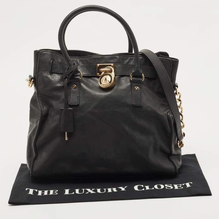 Pre Owned MICHAEL Michael Kors Black Leather Hamilton Tote 
