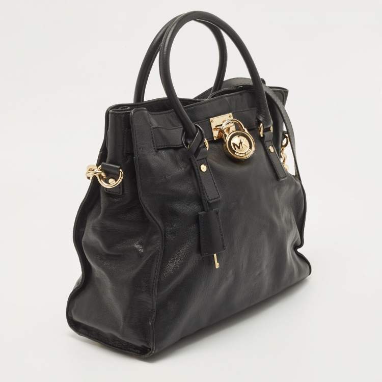 Pre Owned MICHAEL Michael Kors Black Leather Hamilton Tote 