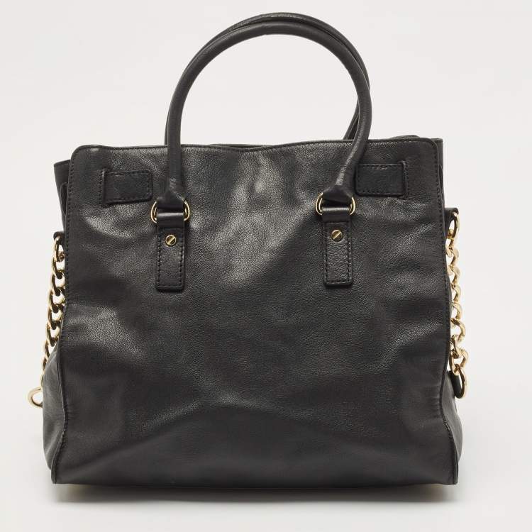Pre Owned MICHAEL Michael Kors Black Leather Hamilton Tote 