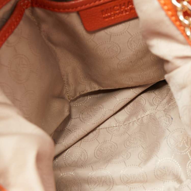 Pre Owned MICHAEL Michael Kors Orange Leather Chain Shoulder Bag