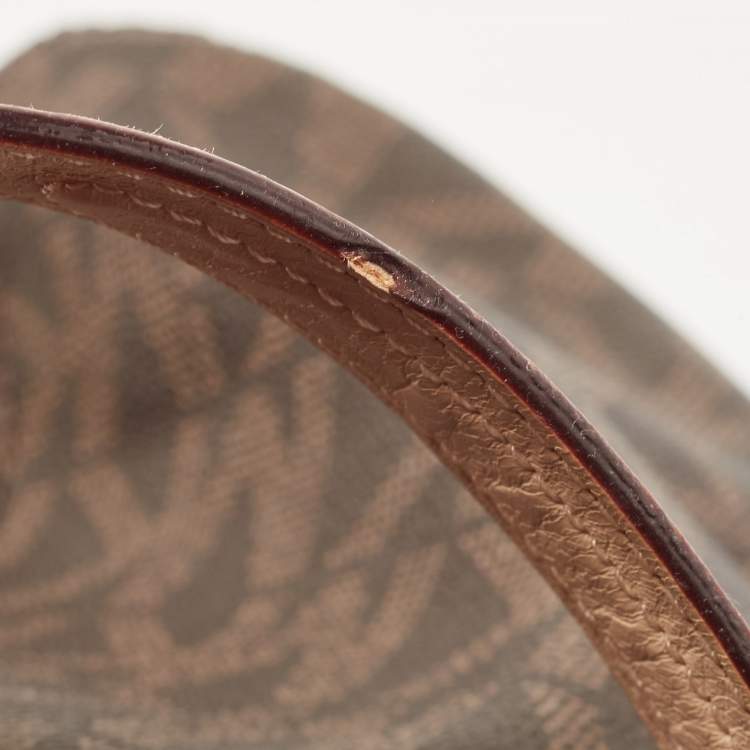 Pre Owned MICHAEL Michael Kors Brown Signature Coated Canvas and Leather Lilly Tote