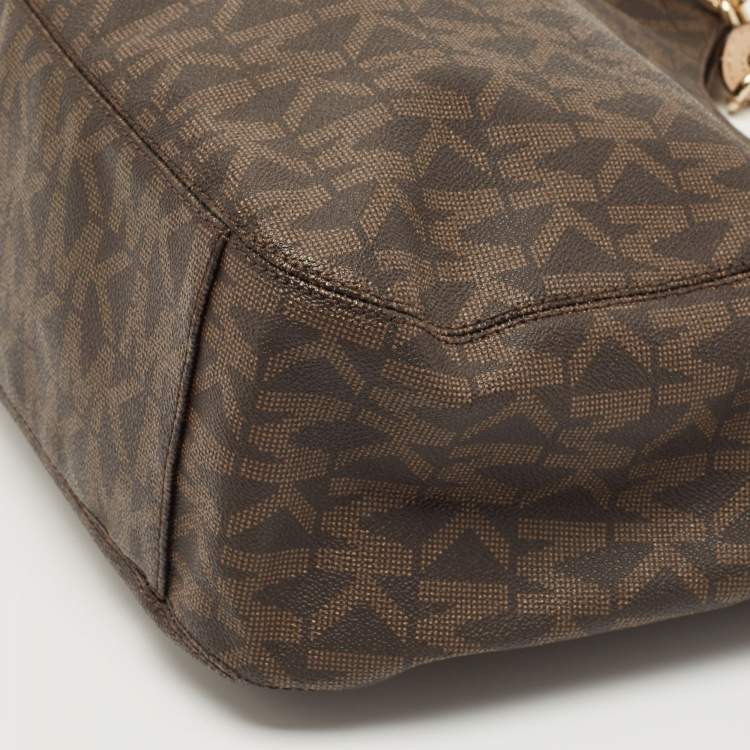Pre Owned MICHAEL Michael Kors Brown Signature Coated Canvas and Leather Lilly Tote