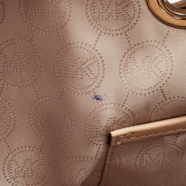 مملوكة مسبقًا MICHAEL Michael Kors Off White/Beige Signature Coated Canvas and Leather Jet Set East West Tote