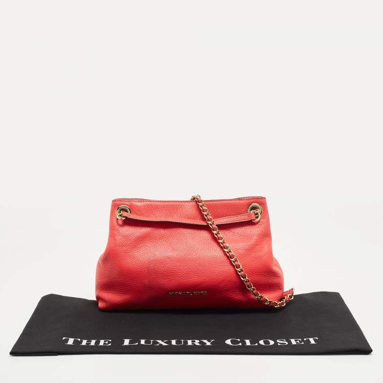 Pre Owned MICHAEL Michael Kors Coral Leather Jet Set Chain Shoulder Bag