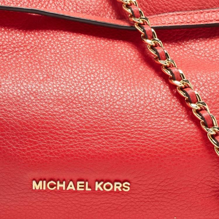 Pre Owned MICHAEL Michael Kors Coral Leather Jet Set Chain Shoulder Bag