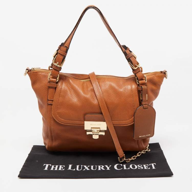 Pre Owned MICHAEL Michael Kors Brown Leather Deneuve Satchel