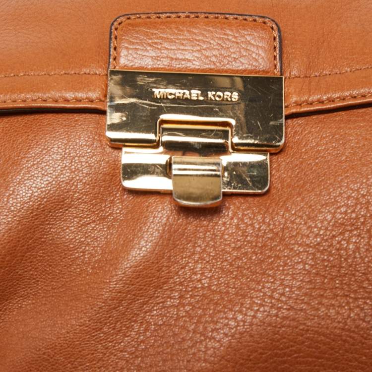 Pre Owned MICHAEL Michael Kors Brown Leather Deneuve Satchel