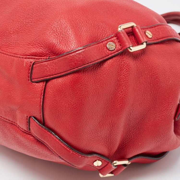 Pre Owned MICHAEL Michael Kors Red Leather Bedford Hobo