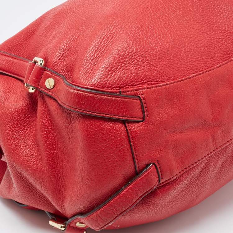 Pre Owned MICHAEL Michael Kors Red Leather Bedford Hobo