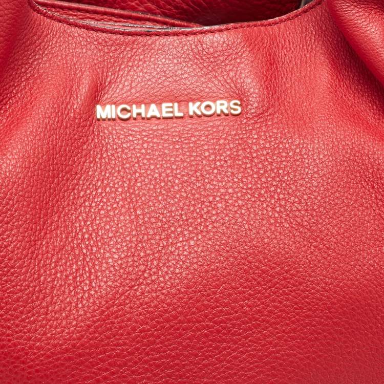 Pre Owned MICHAEL Michael Kors Red Leather Bedford Hobo
