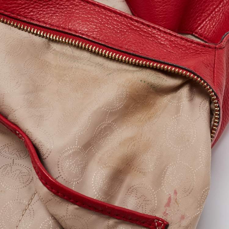 Pre Owned MICHAEL Michael Kors Red Leather Bedford Hobo