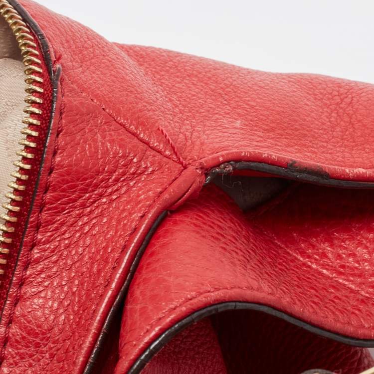 Pre Owned MICHAEL Michael Kors Red Leather Bedford Hobo