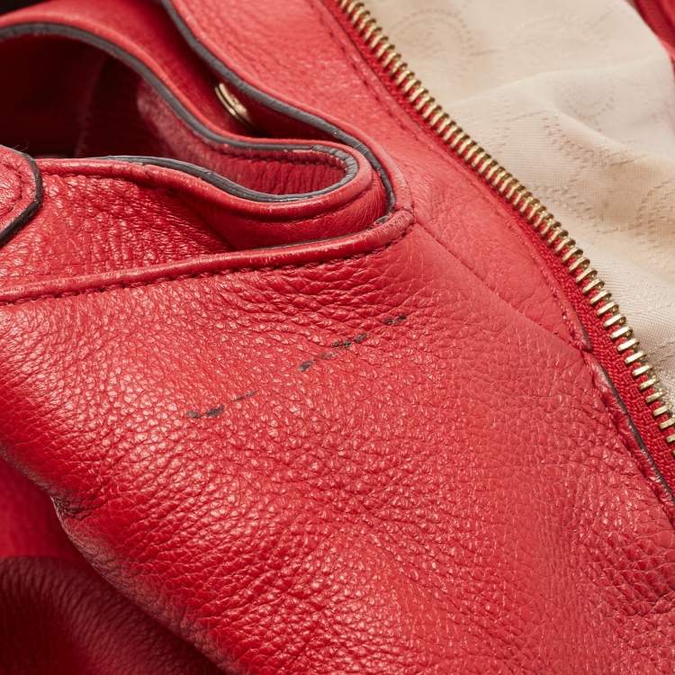 Pre Owned MICHAEL Michael Kors Red Leather Bedford Hobo