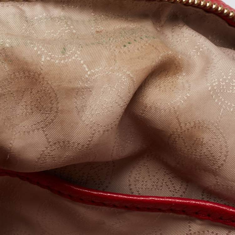 Pre Owned MICHAEL Michael Kors Red Leather Bedford Hobo