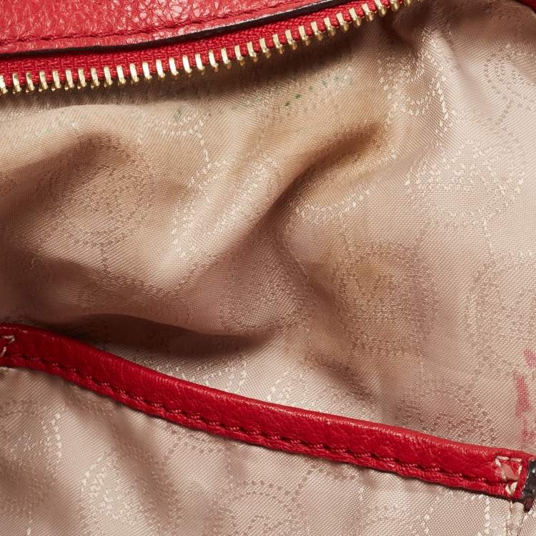 Pre Owned MICHAEL Michael Kors Red Leather Bedford Hobo