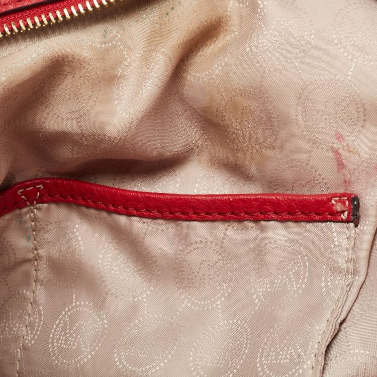 Pre Owned MICHAEL Michael Kors Red Leather Bedford Hobo