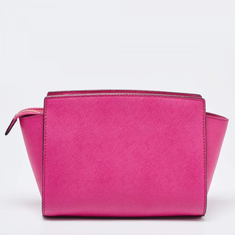 Pre Owned MICHAEL Michael Kors Fuchsia Leather Medium Selma Crossbody Bag