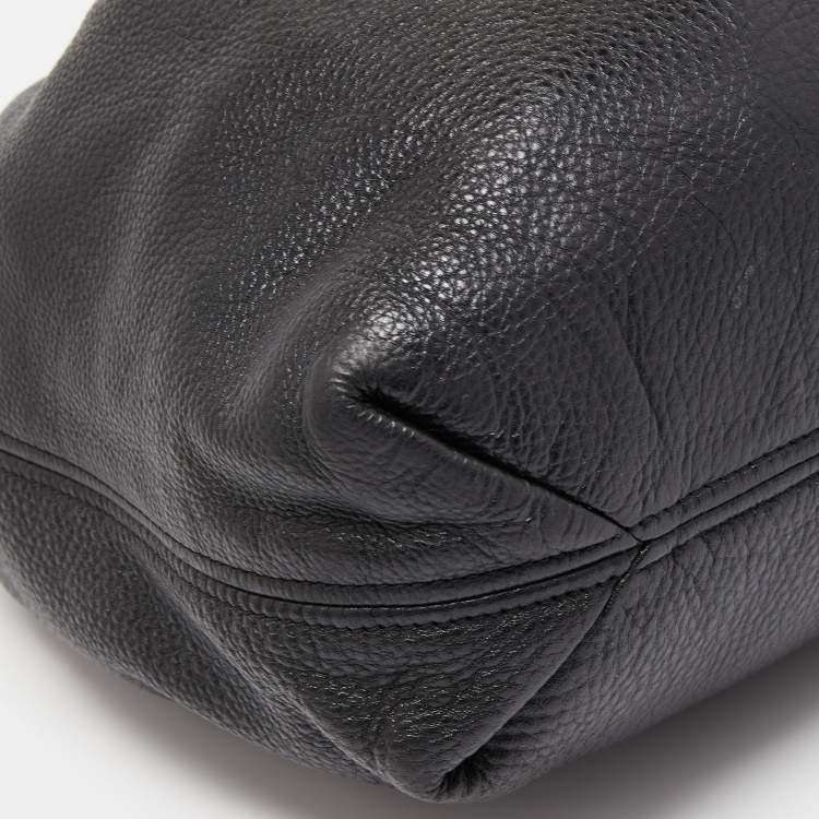 Pre Owned MICHAEL Michael Kors Black Soft Leather Camden Drawstring Hobo