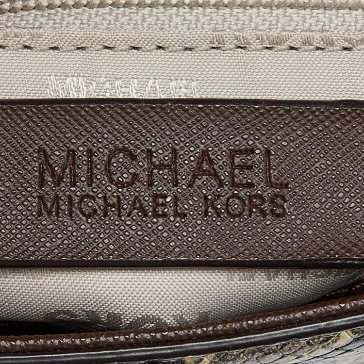 Pre Owned Michael Kors Beige/Brown Python Embossed Leather Chain Shoulder Bag