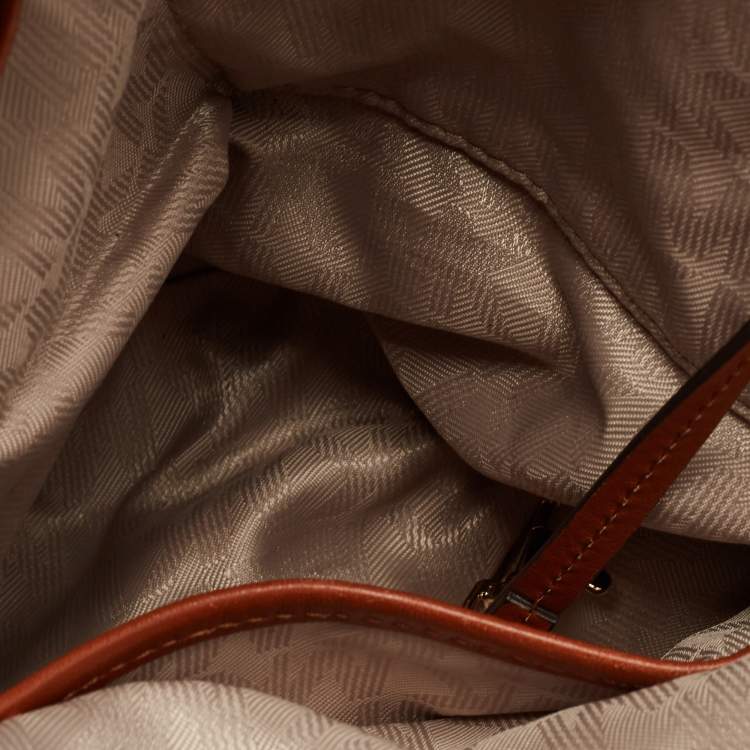 Pre Owned MICHAEL Michael Kors Dark Brown Signature Coated Canvas and Leather Fulton Hobo