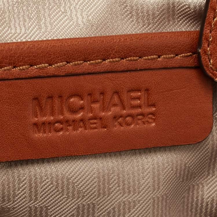 Pre Owned MICHAEL Michael Kors Dark Brown Signature Coated Canvas and Leather Fulton Hobo