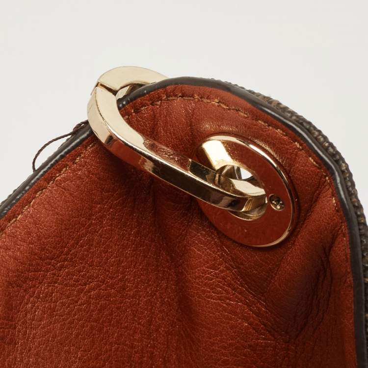 Pre Owned MICHAEL Michael Kors Dark Brown Signature Coated Canvas and Leather Fulton Hobo