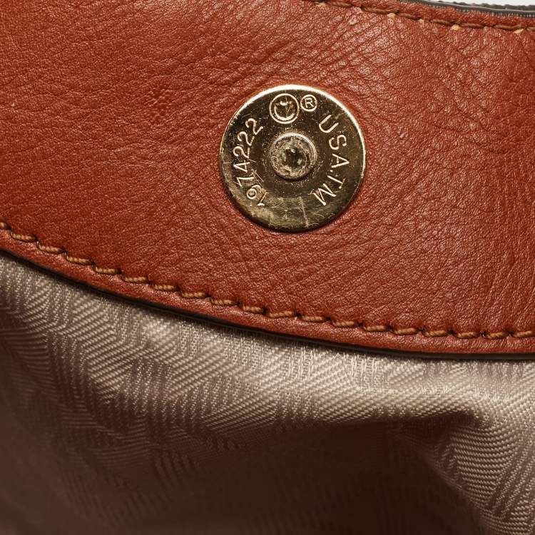 Pre Owned MICHAEL Michael Kors Dark Brown Signature Coated Canvas and Leather Fulton Hobo