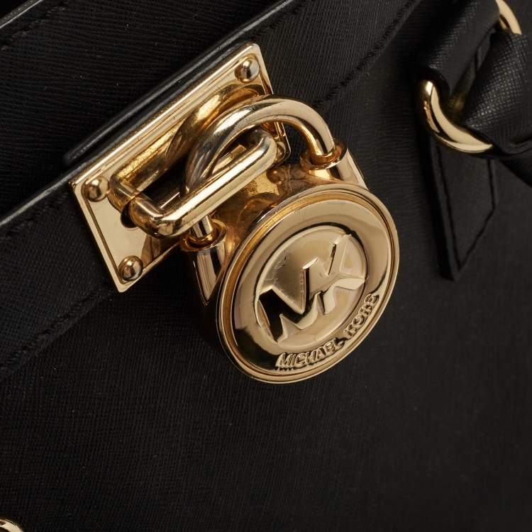 مملوكة مسبقًا MICHAEL Michael Kors Black Leather Large Hamilton North South Tote
