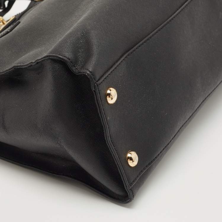 مملوكة مسبقًا MICHAEL Michael Kors Black Leather Large Hamilton North South Tote