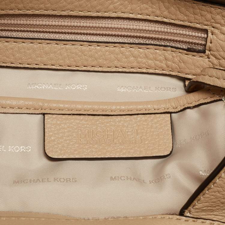 Pre Owned MICHAEL Michael Kors Beige Leather Leighton Shoulder Bag