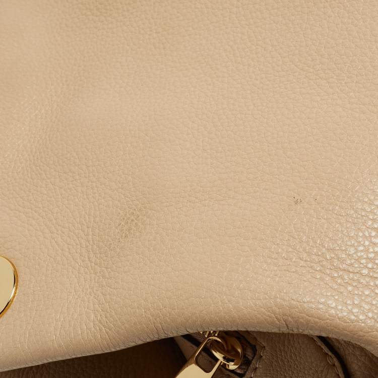 Pre Owned MICHAEL Michael Kors Beige Leather Leighton Shoulder Bag