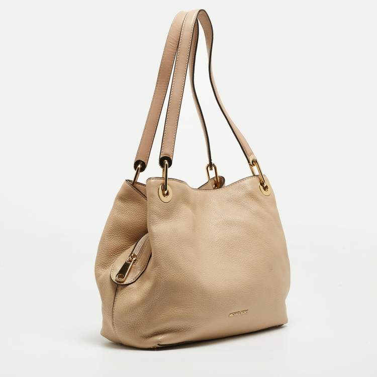 Pre Owned MICHAEL Michael Kors Beige Leather Leighton Shoulder Bag