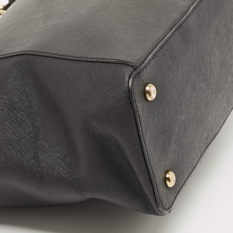 Pre Owned MICHAEL Michael Kors Black Saffiano Leather Jet Set Top Zip Tote