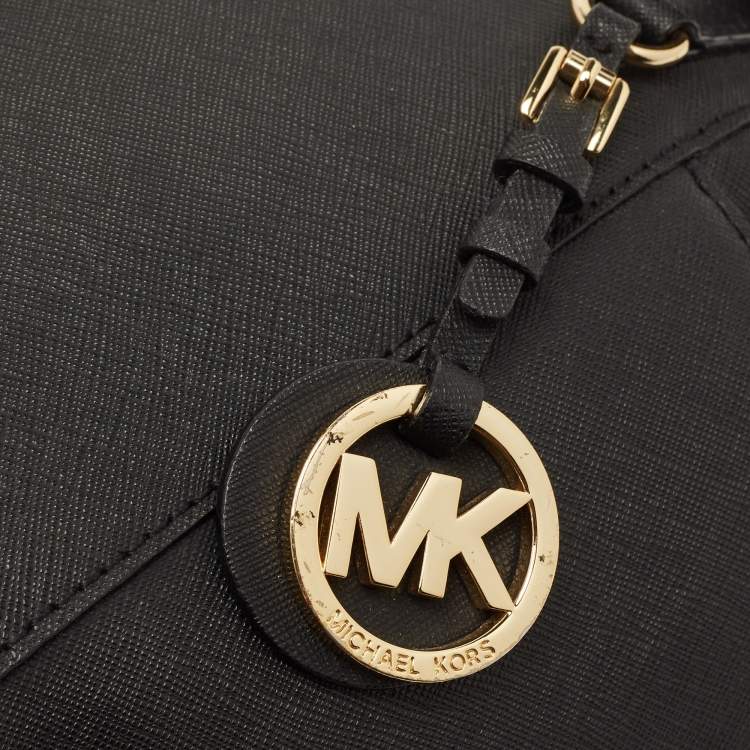 Pre Owned MICHAEL Michael Kors Black Saffiano Leather Jet Set Top Zip Tote