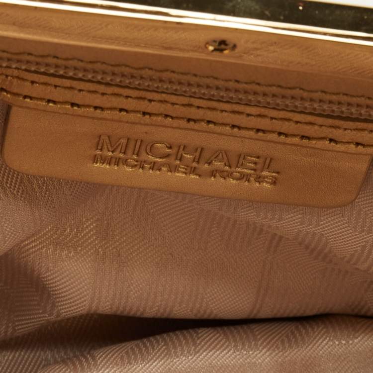 Pre Owned MICHAEL Michael Kors Gold Leather Berkley Chain Clutch