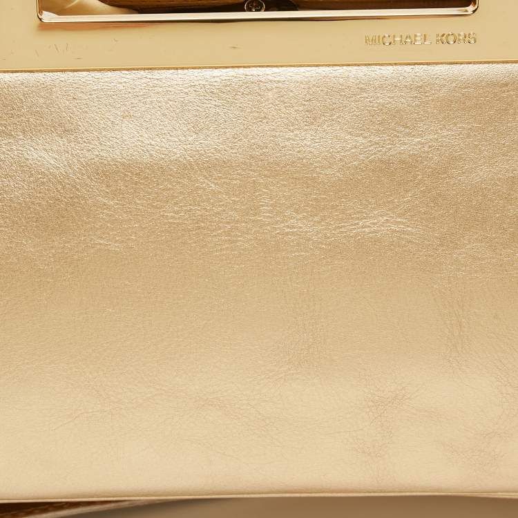 Pre Owned MICHAEL Michael Kors Gold Leather Berkley Chain Clutch