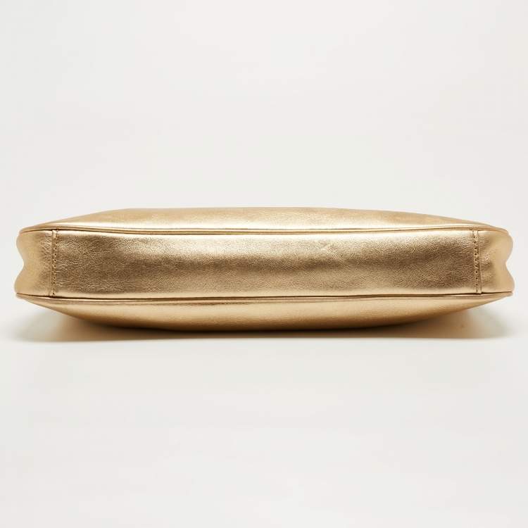 Pre Owned MICHAEL Michael Kors Gold Leather Berkley Chain Clutch