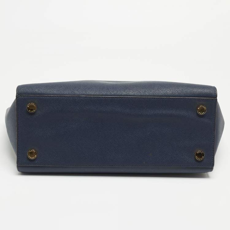 Pre Owned MICHAEL Michael Kors Dark Blue Leather Large Selma Satchel