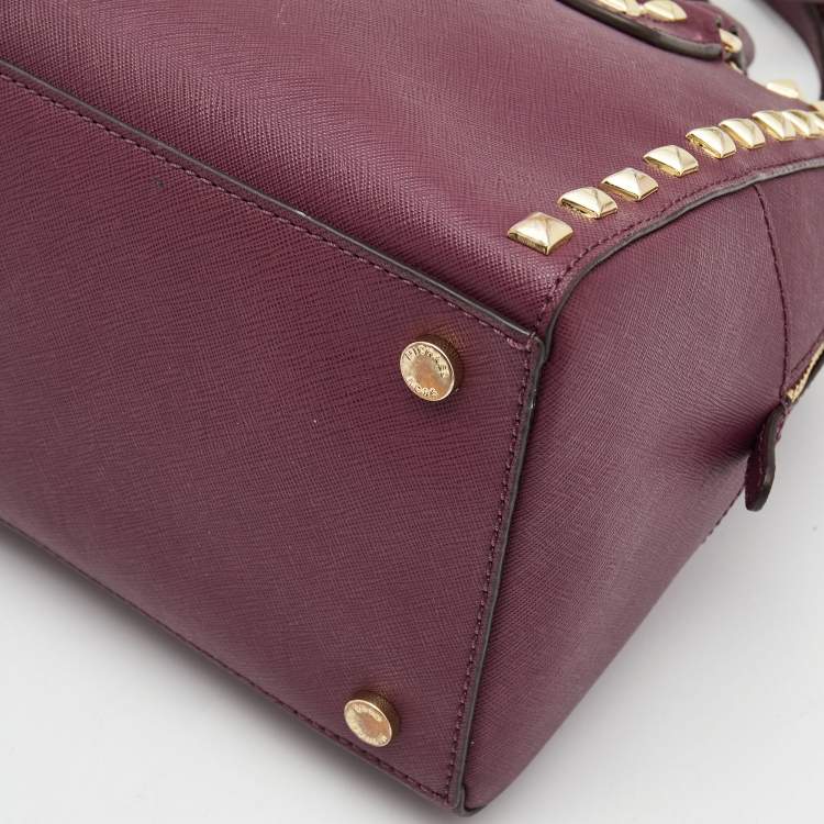 Pre Owned MICHAEL Michael Kors Purple Saffiano Leather Small Studded Sandrine Satchel