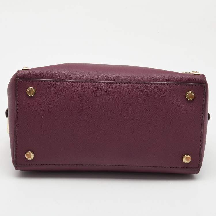 Pre Owned MICHAEL Michael Kors Purple Saffiano Leather Small Studded Sandrine Satchel