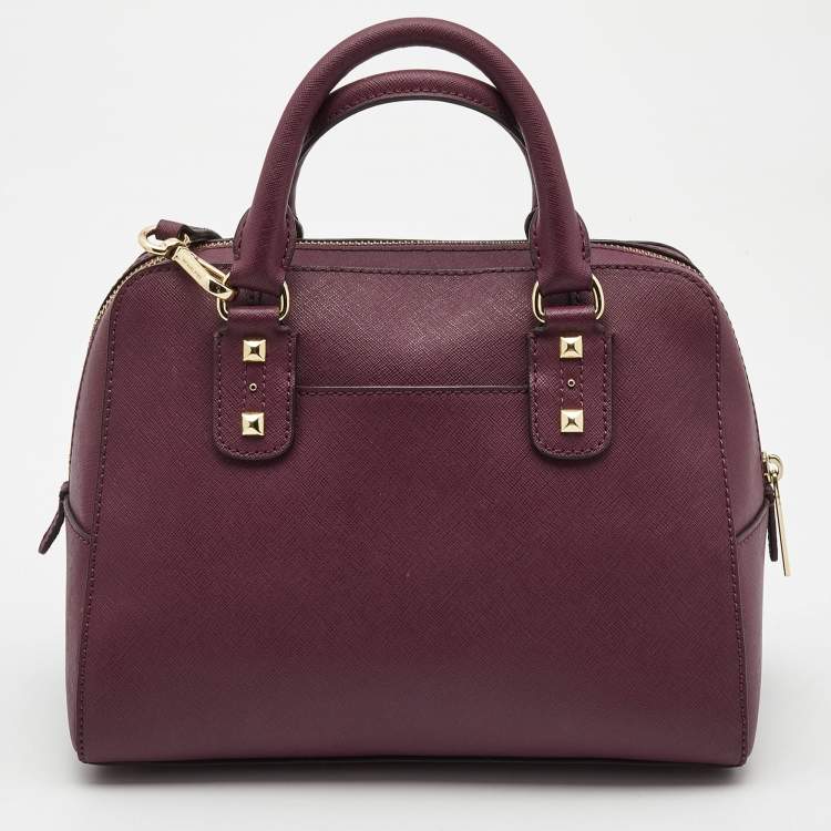 Pre Owned MICHAEL Michael Kors Purple Saffiano Leather Small Studded Sandrine Satchel