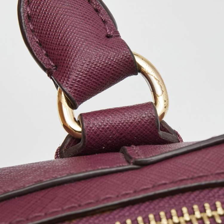 Pre Owned MICHAEL Michael Kors Purple Saffiano Leather Small Studded Sandrine Satchel