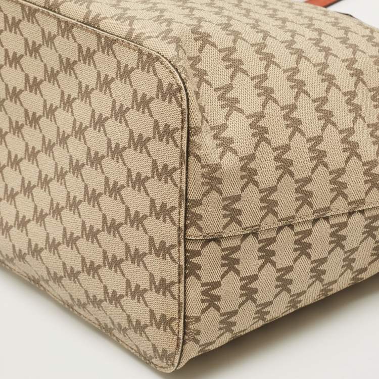 Pre Owned MICHAEL Michael Kors Orange/Beige Signature Emery Tote
