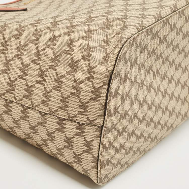 Pre Owned MICHAEL Michael Kors Orange/Beige Signature Emery Tote